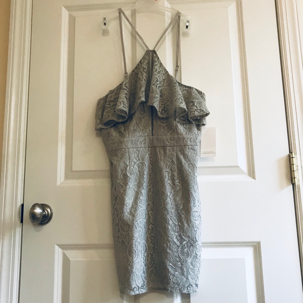 Never Before Worn TOBI Pewter Colored Halter Dress